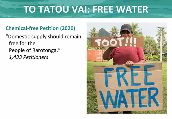 Anti-chemical Treatment of the Water Supply of Rarotonga: Free water. 